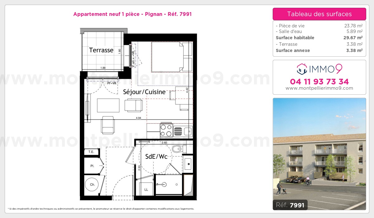 Plan et surfaces, Programme neuf Pignan Référence n° 7991