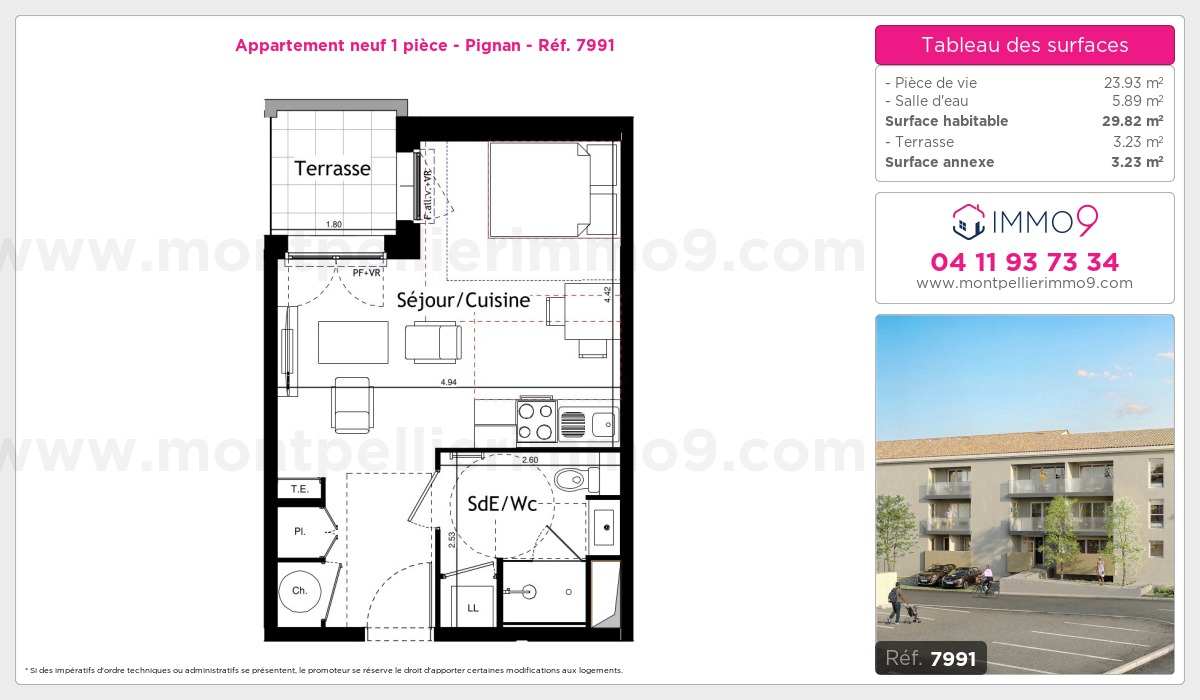 Plan et surfaces, Programme neuf Pignan Référence n° 7991