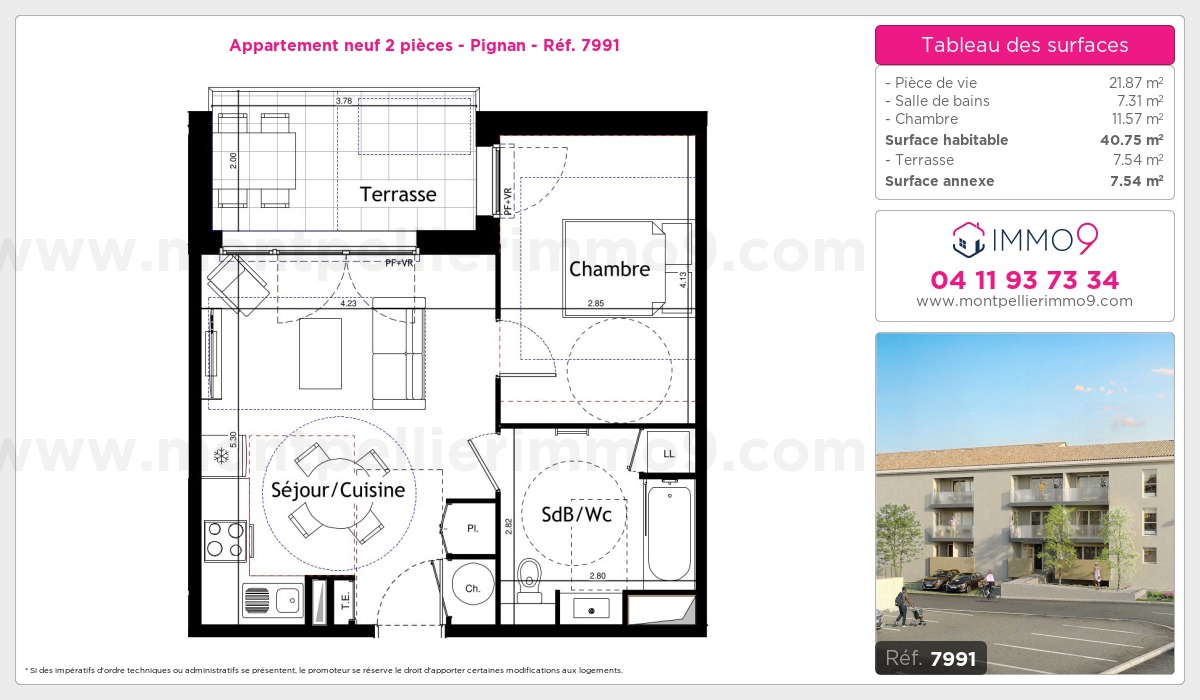 Plan et surfaces, Programme neuf Pignan Référence n° 7991