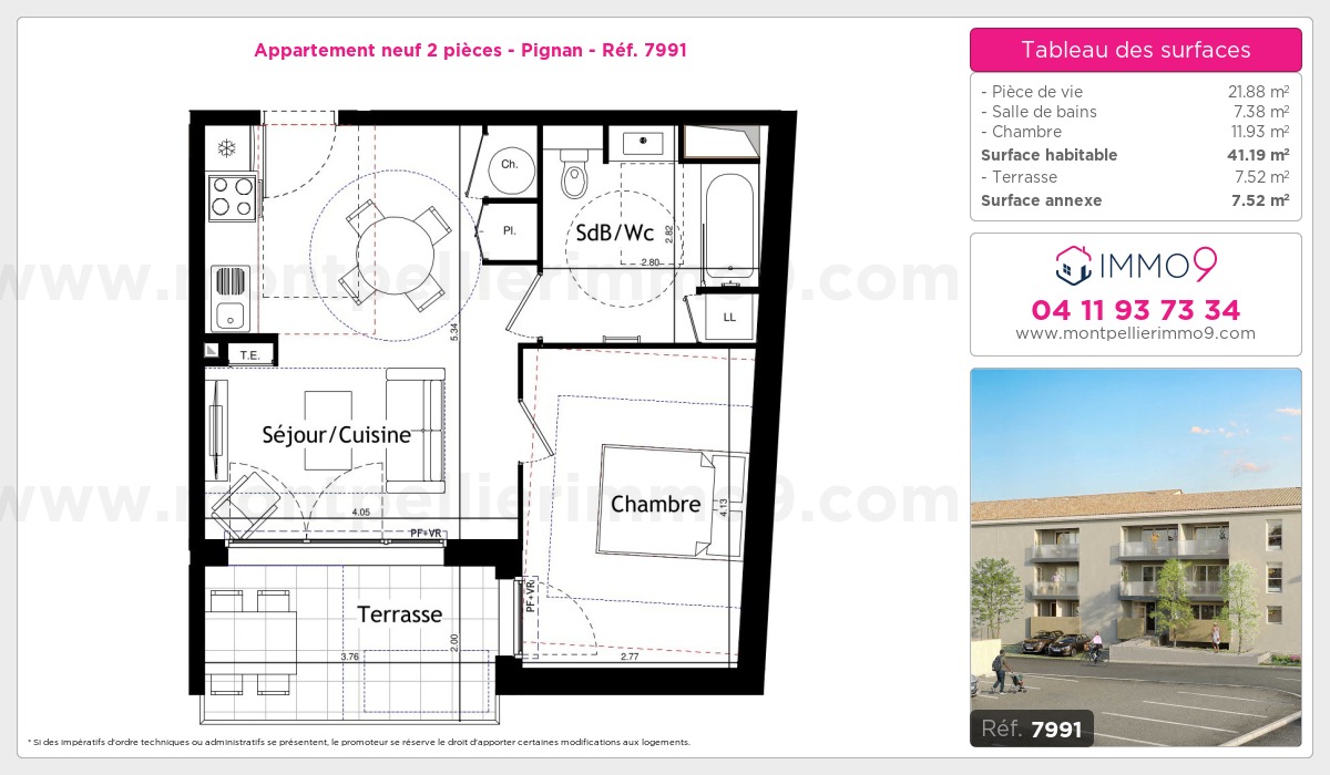 Plan et surfaces, Programme neuf Pignan Référence n° 7991