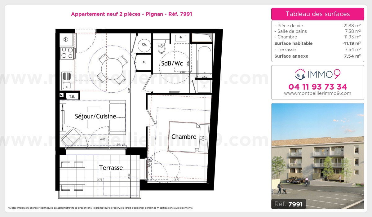 Plan et surfaces, Programme neuf Pignan Référence n° 7991