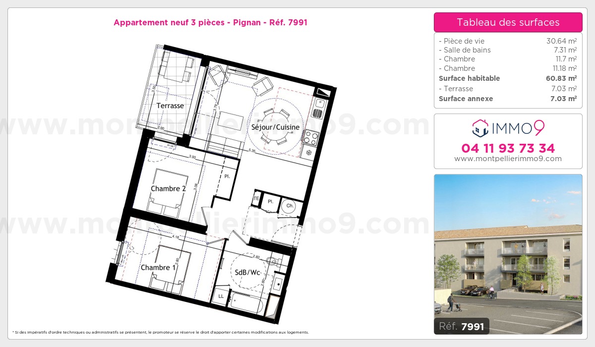 Plan et surfaces, Programme neuf Pignan Référence n° 7991
