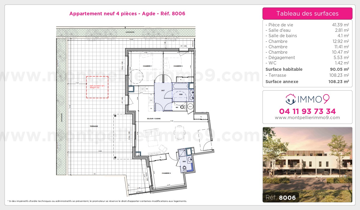 Plan et surfaces, Programme neuf Agde Référence n° 8006