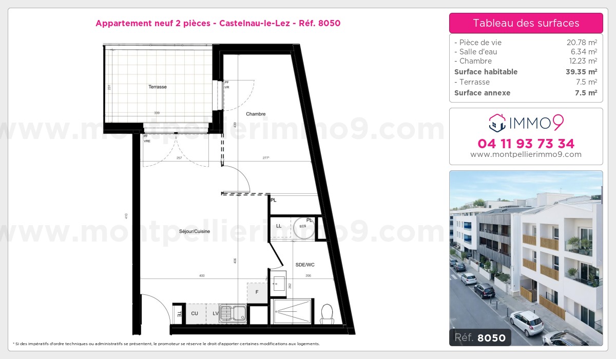 Plan et surfaces, Programme neuf Castelnau-le-Lez Référence n° 8050