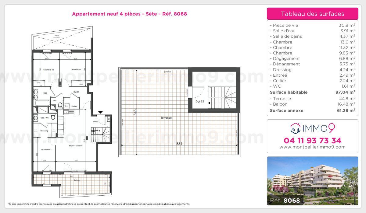 Plan et surfaces, Programme neuf Sète Référence n° 8068