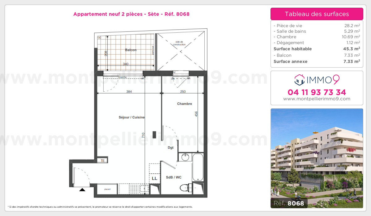 Plan et surfaces, Programme neuf Sète Référence n° 8068