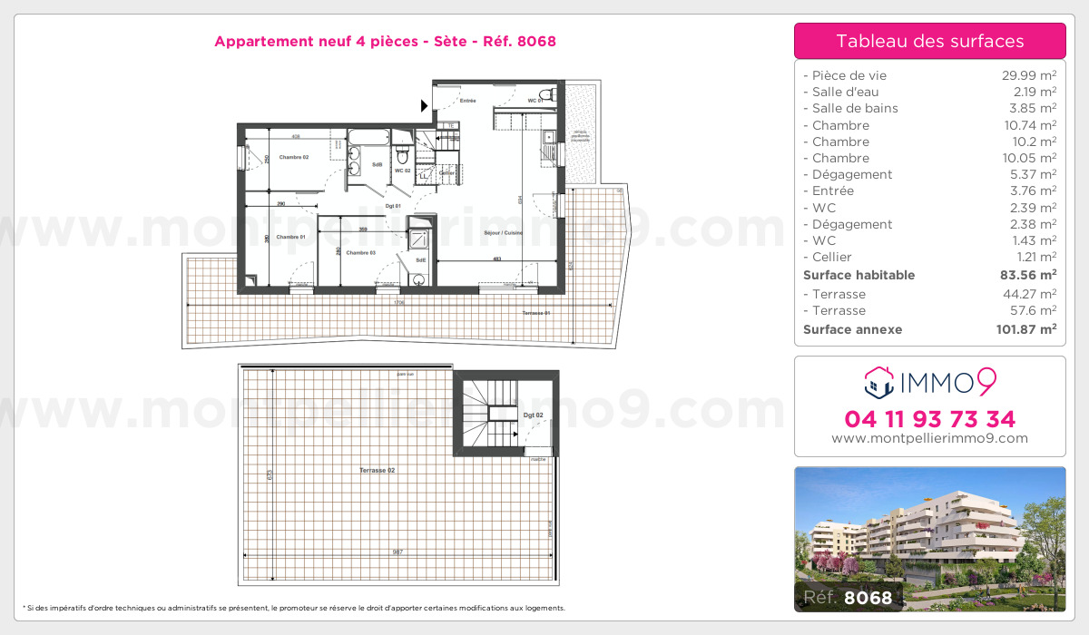 Plan et surfaces, Programme neuf Sète Référence n° 8068