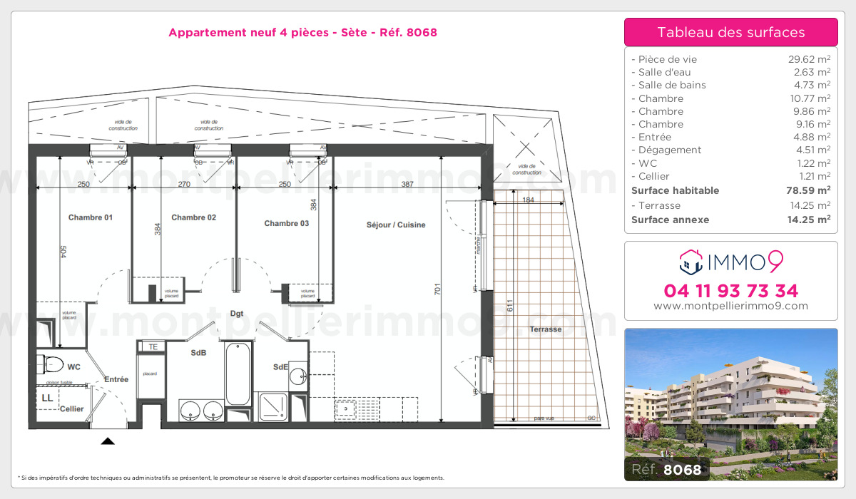 Plan et surfaces, Programme neuf Sète Référence n° 8068