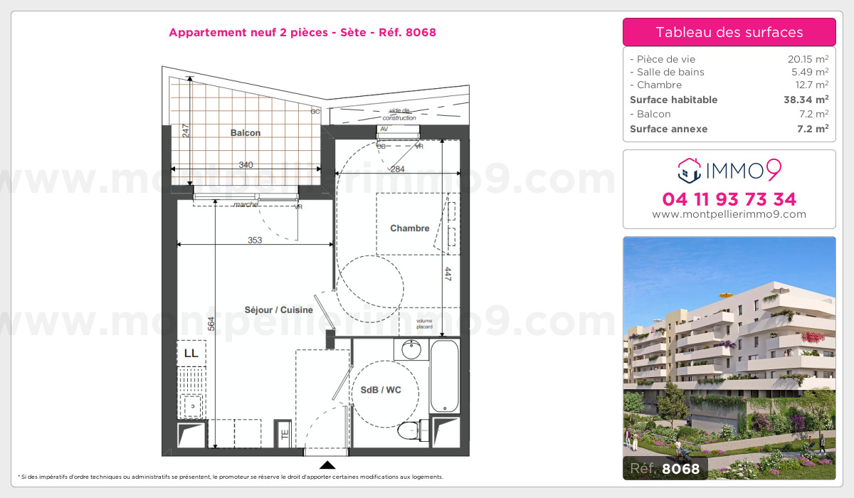 Plan et surfaces, Programme neuf Sète Référence n° 8068