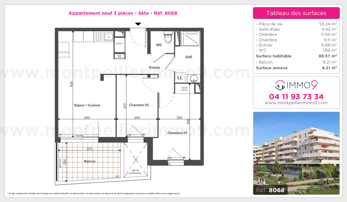 Plan et surfaces, Programme neuf Sète Référence n° 8068