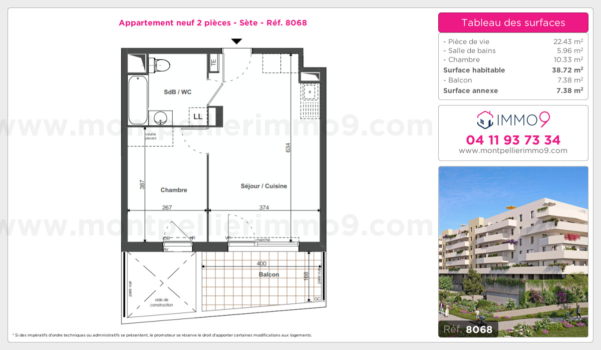 Plan et surfaces, Programme neuf Sète Référence n° 8068