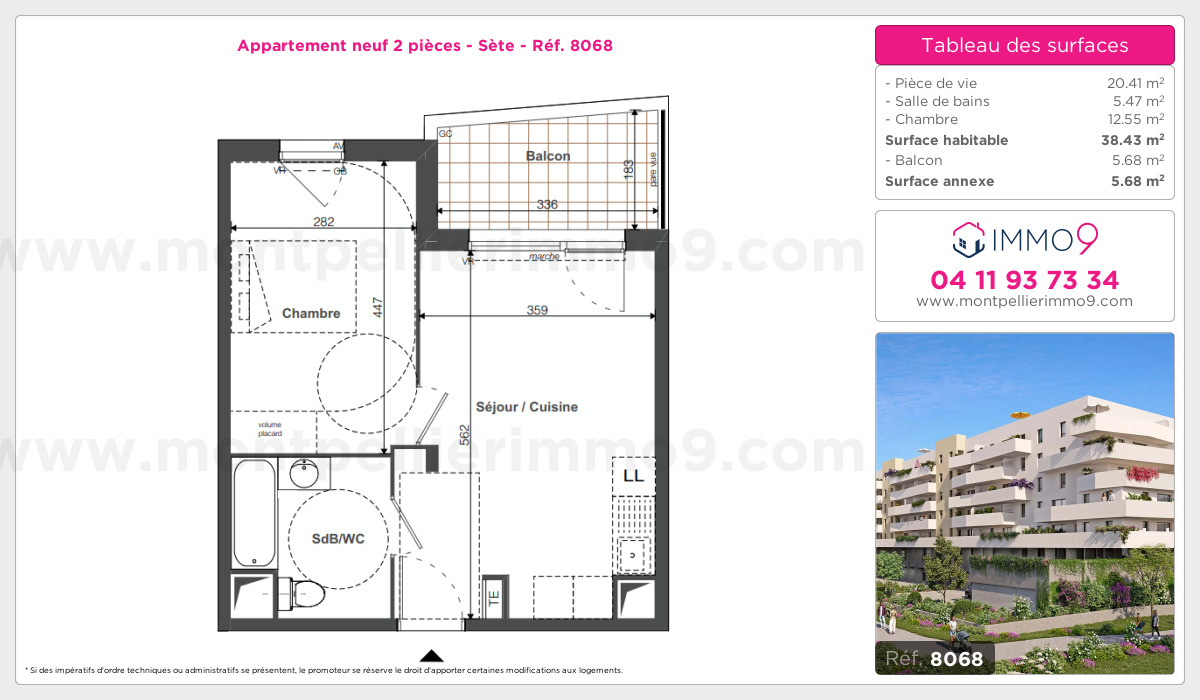 Plan et surfaces, Programme neuf Sète Référence n° 8068