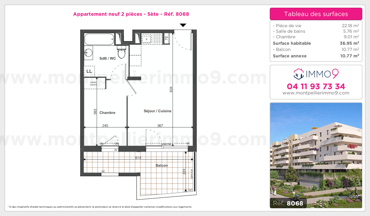 Plan et surfaces, Programme neuf Sète Référence n° 8068