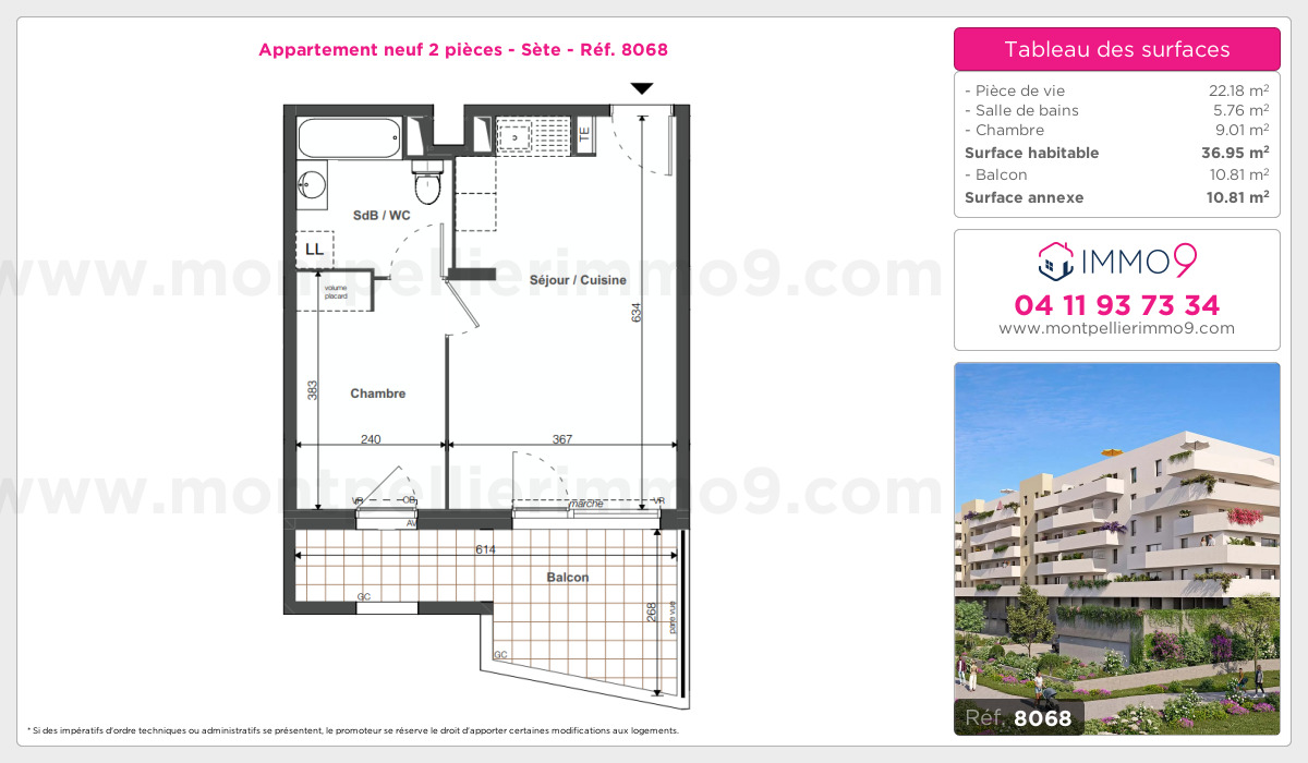 Plan et surfaces, Programme neuf Sète Référence n° 8068