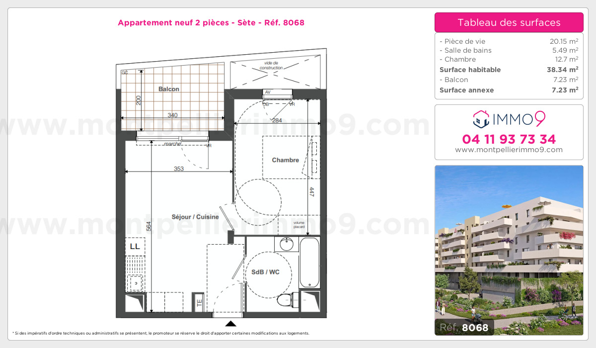 Plan et surfaces, Programme neuf Sète Référence n° 8068