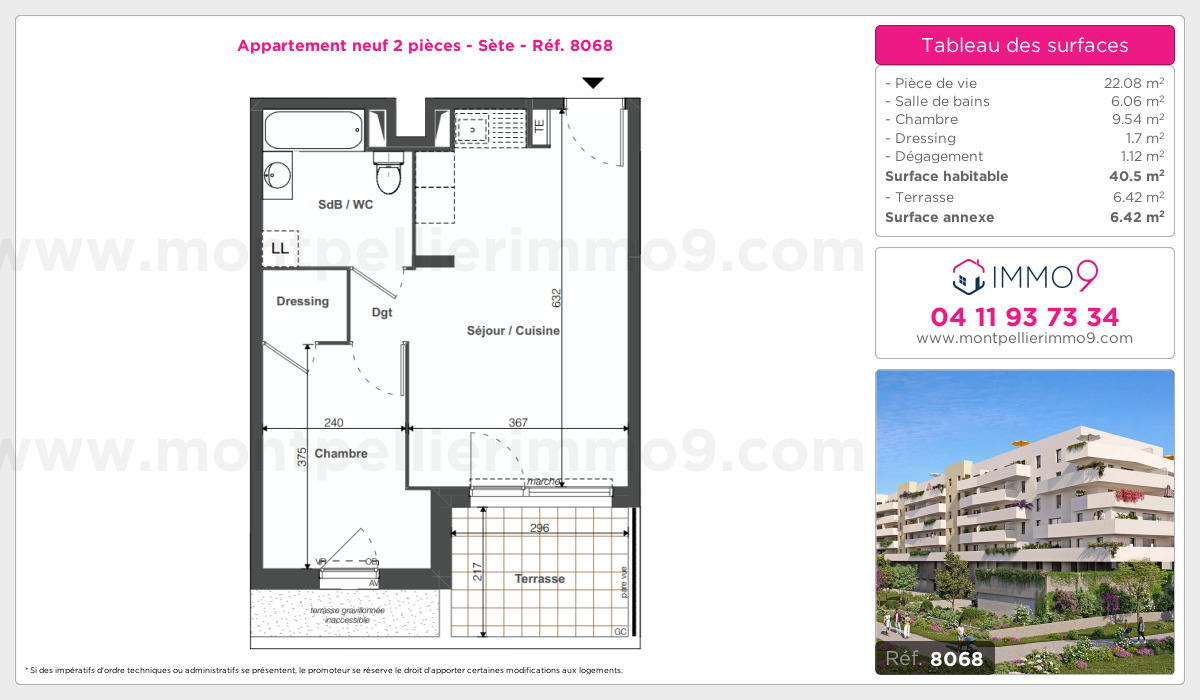 Plan et surfaces, Programme neuf Sète Référence n° 8068