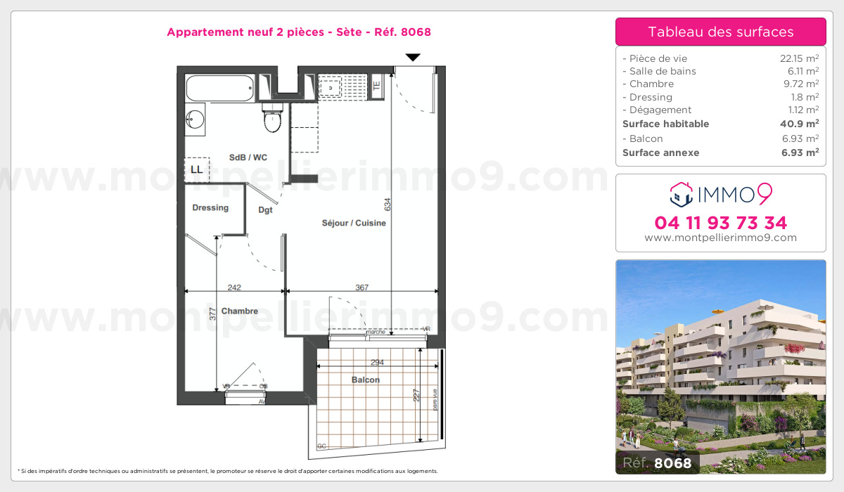 Plan et surfaces, Programme neuf Sète Référence n° 8068