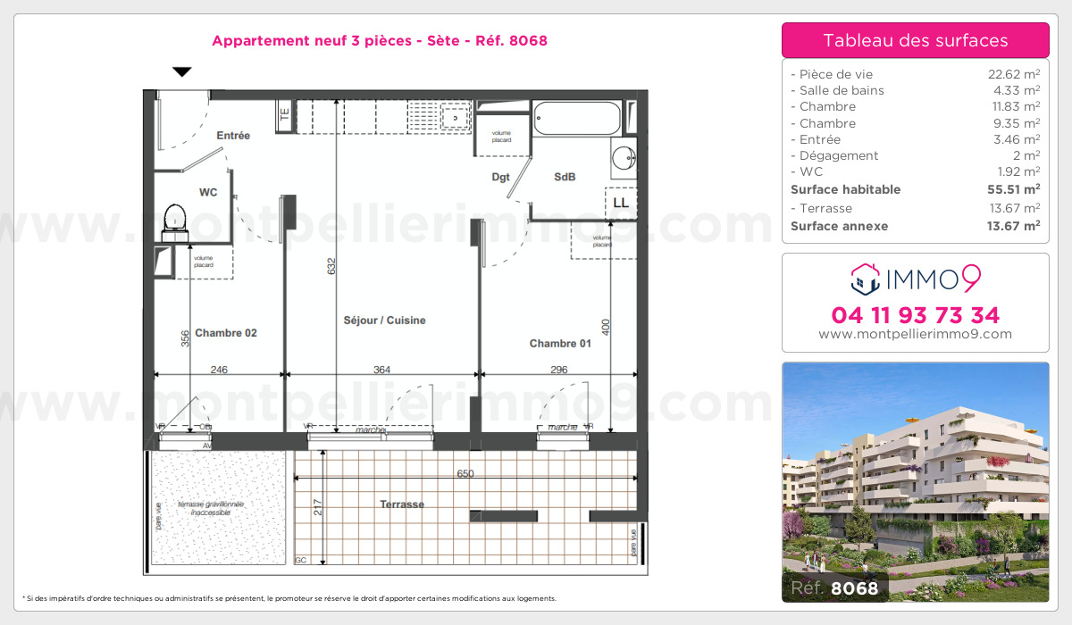 Plan et surfaces, Programme neuf Sète Référence n° 8068