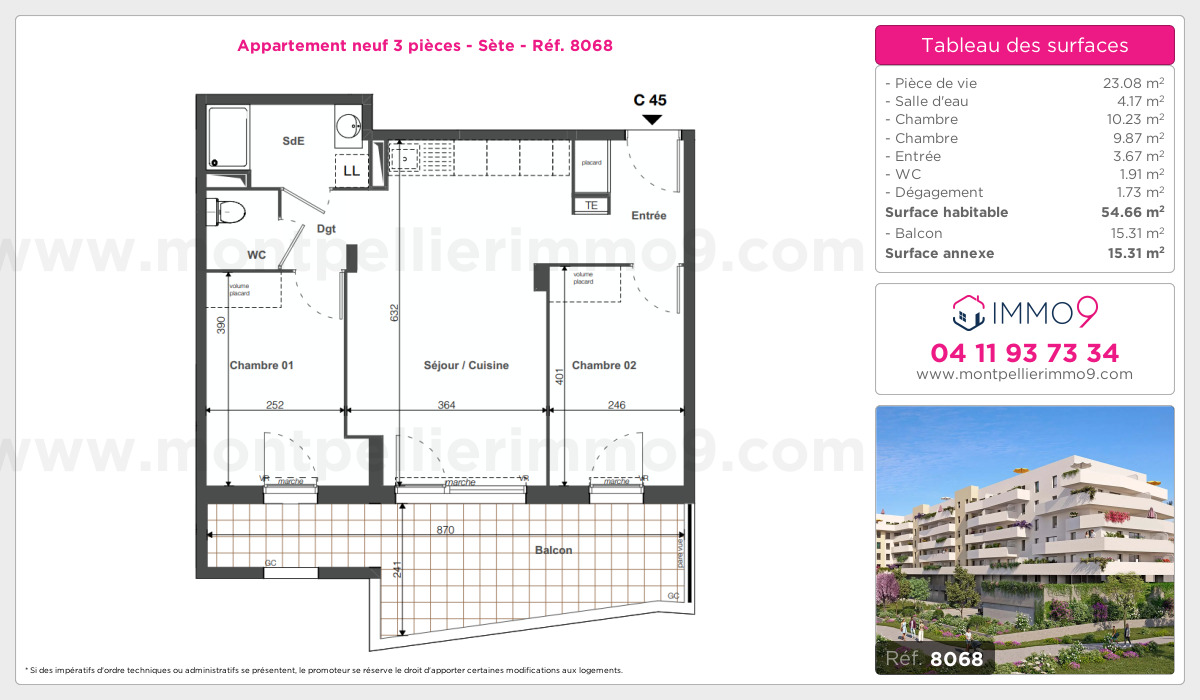 Plan et surfaces, Programme neuf Sète Référence n° 8068