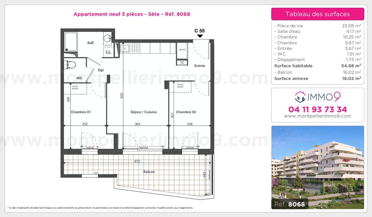 Plan et surfaces, Programme neuf Sète Référence n° 8068