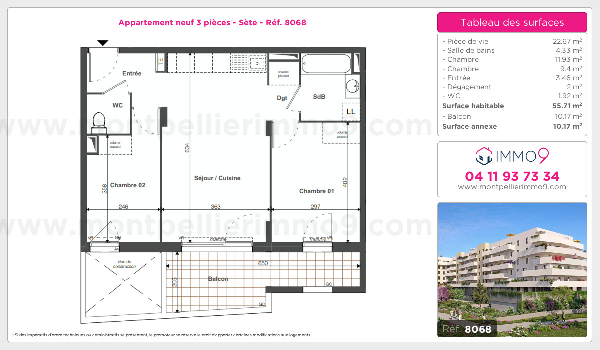 Plan et surfaces, Programme neuf Sète Référence n° 8068