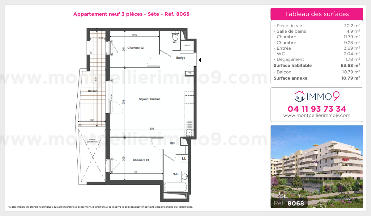 Plan et surfaces, Programme neuf Sète Référence n° 8068