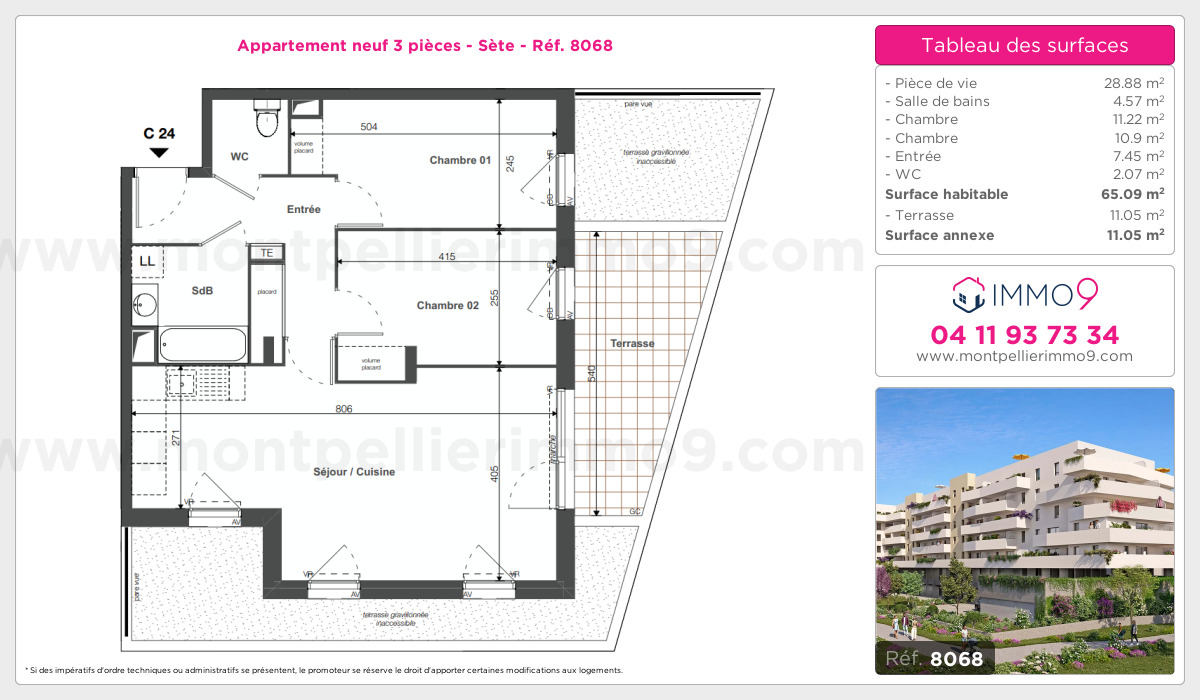 Plan et surfaces, Programme neuf Sète Référence n° 8068