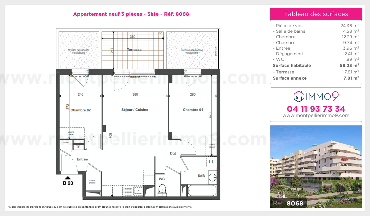 Plan et surfaces, Programme neuf Sète Référence n° 8068