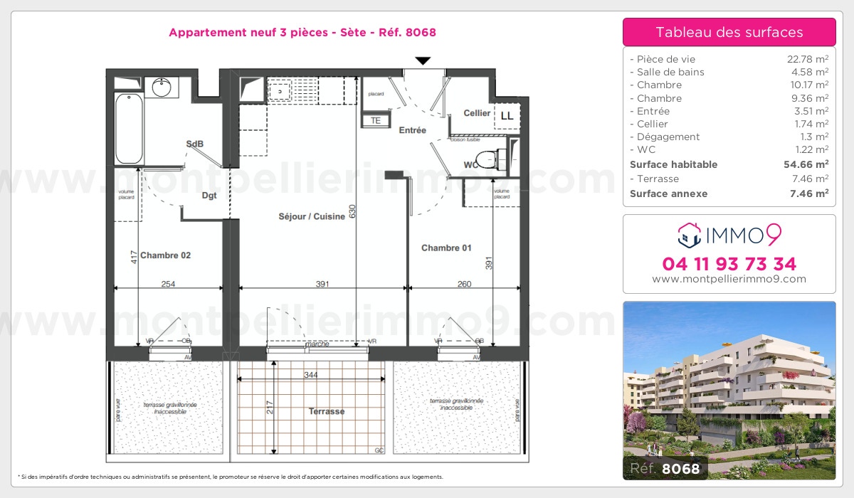 Plan et surfaces, Programme neuf Sète Référence n° 8068