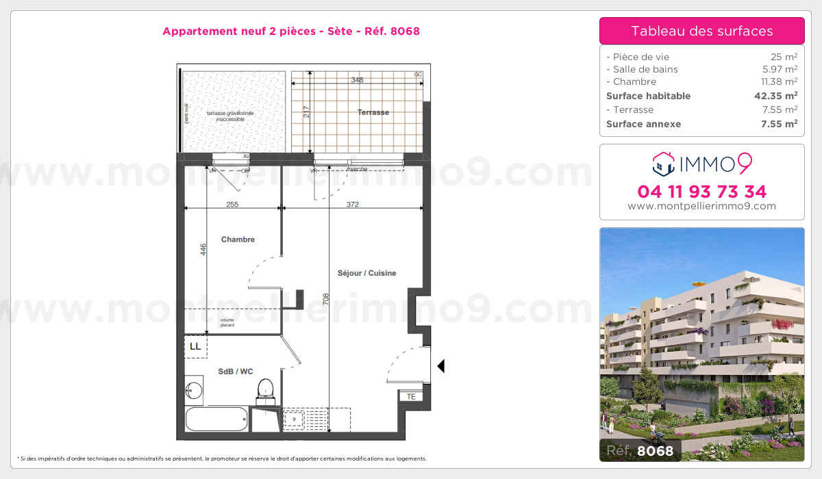 Plan et surfaces, Programme neuf Sète Référence n° 8068