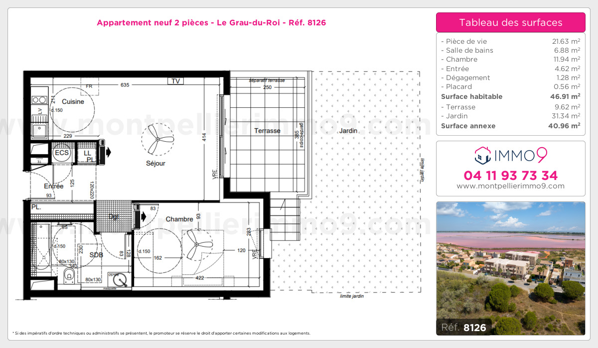 Plan et surfaces, Programme neuf Grau-du-Roi Référence n° 8126
