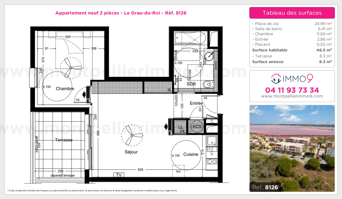 Plan et surfaces, Programme neuf Grau-du-Roi Référence n° 8126