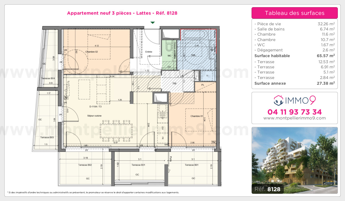 Plan et surfaces, Programme neuf Lattes Référence n° 8128
