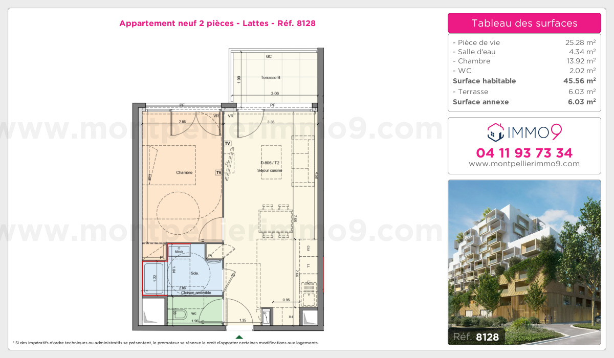 Plan et surfaces, Programme neuf Lattes Référence n° 8128