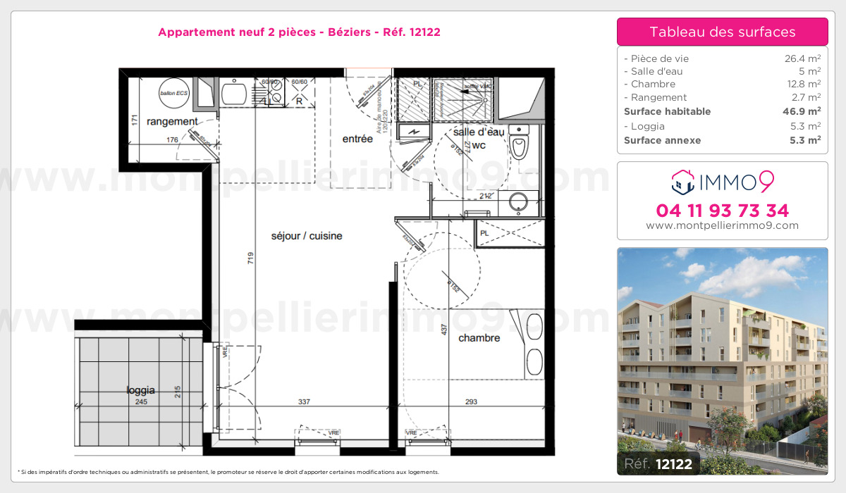 Plan et surfaces, Programme neuf Béziers Référence n° 12122