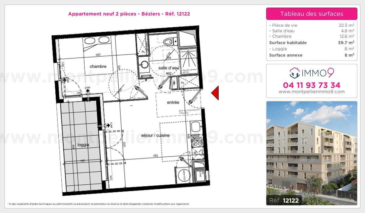 Plan et surfaces, Programme neuf Béziers Référence n° 12122