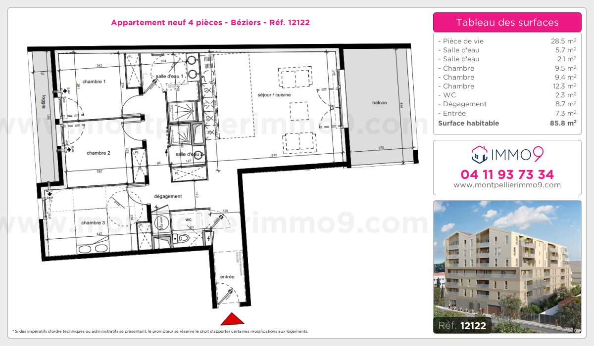 Plan et surfaces, Programme neuf Béziers Référence n° 12122