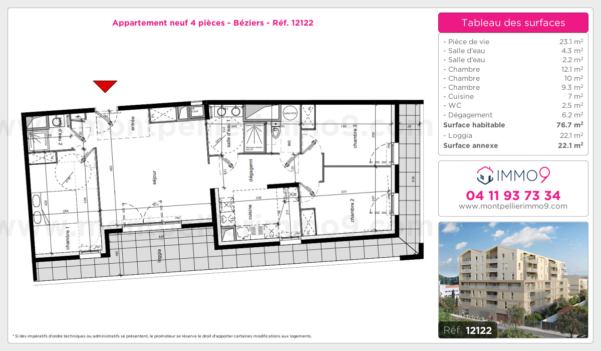 Plan et surfaces, Programme neuf Béziers Référence n° 12122
