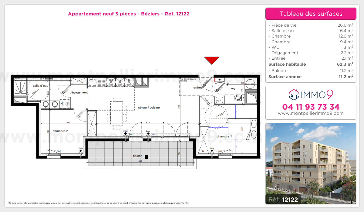 Plan et surfaces, Programme neuf Béziers Référence n° 12122