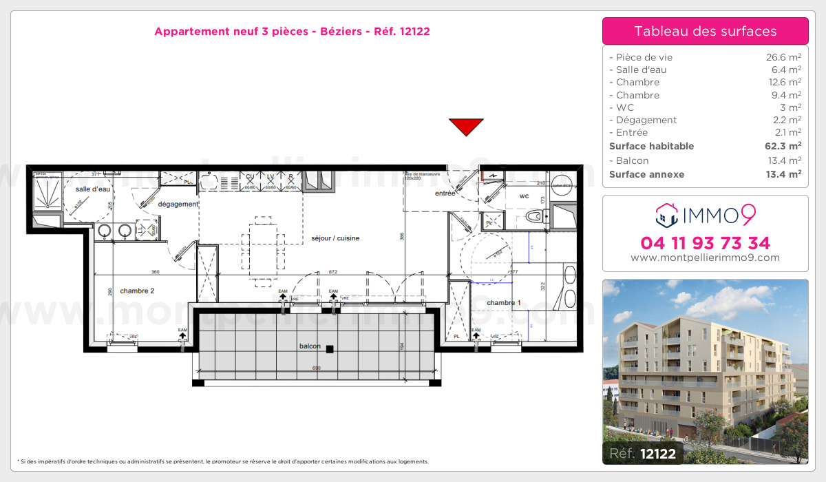 Plan et surfaces, Programme neuf Béziers Référence n° 12122