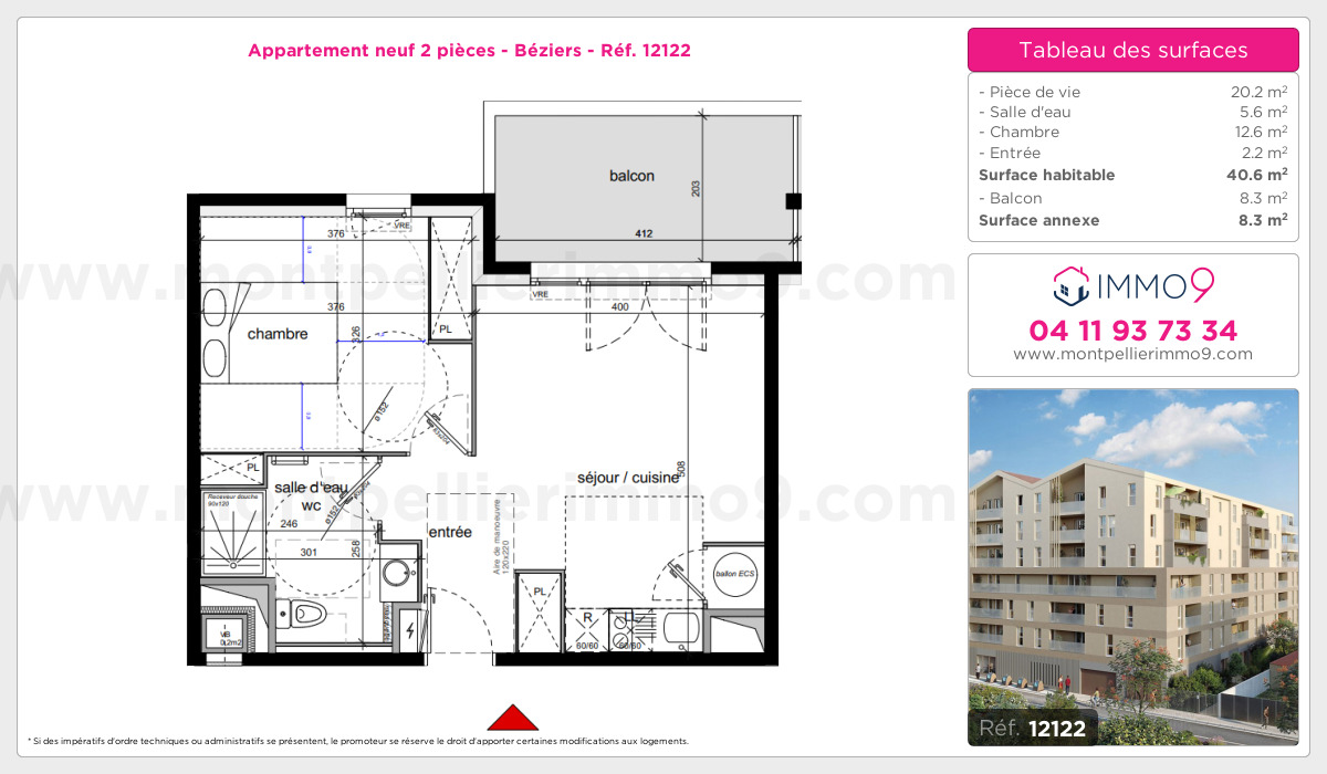 Plan et surfaces, Programme neuf Béziers Référence n° 12122