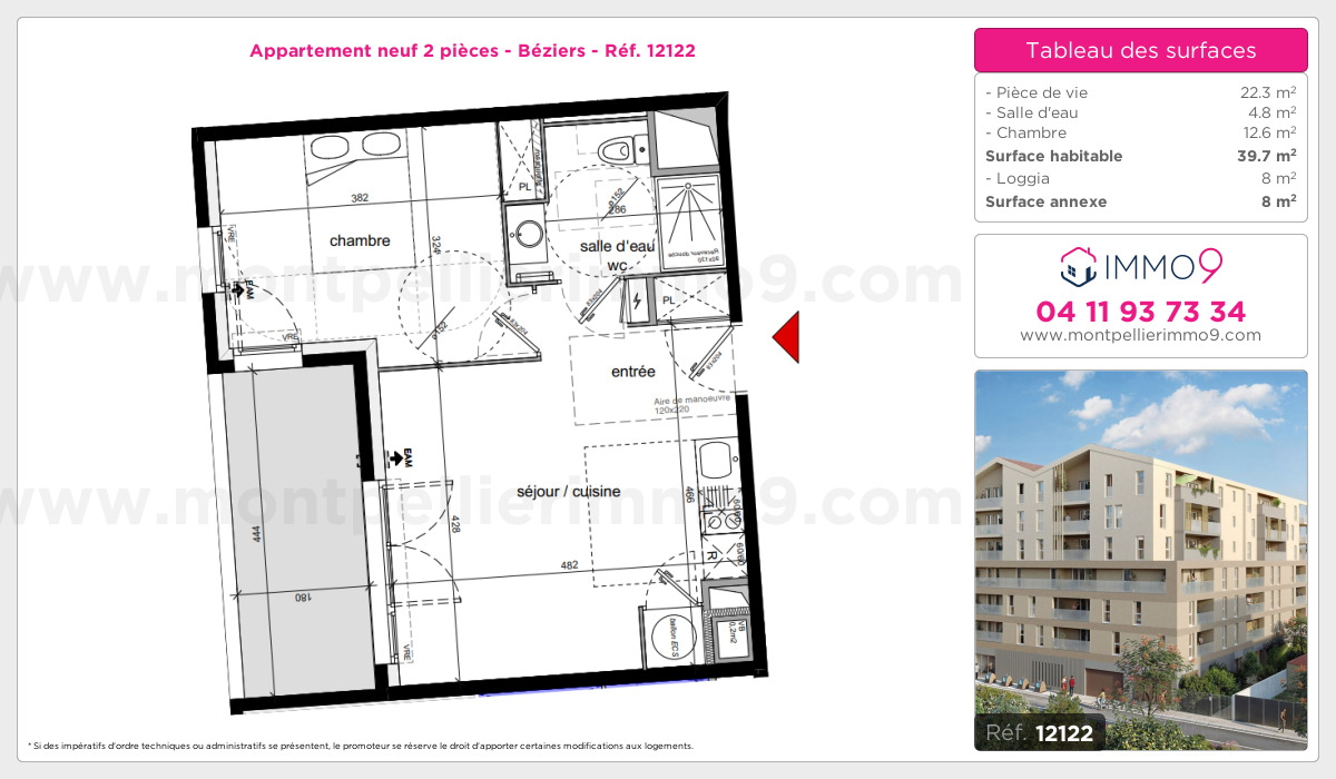 Plan et surfaces, Programme neuf Béziers Référence n° 12122