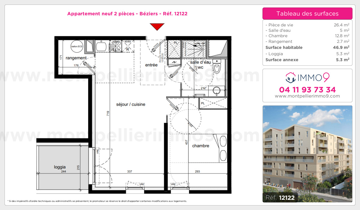 Plan et surfaces, Programme neuf Béziers Référence n° 12122