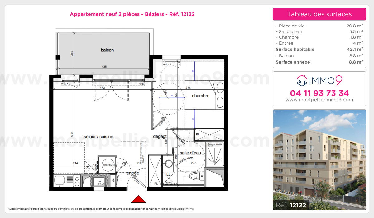 Plan et surfaces, Programme neuf Béziers Référence n° 12122