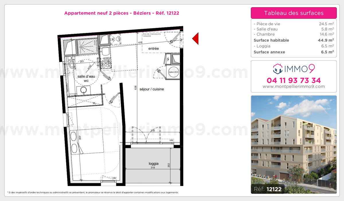 Plan et surfaces, Programme neuf Béziers Référence n° 12122