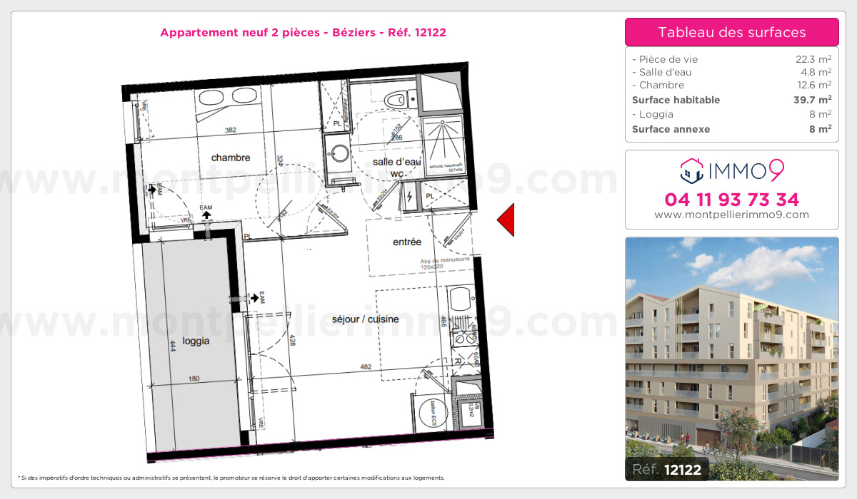 Plan et surfaces, Programme neuf Béziers Référence n° 12122