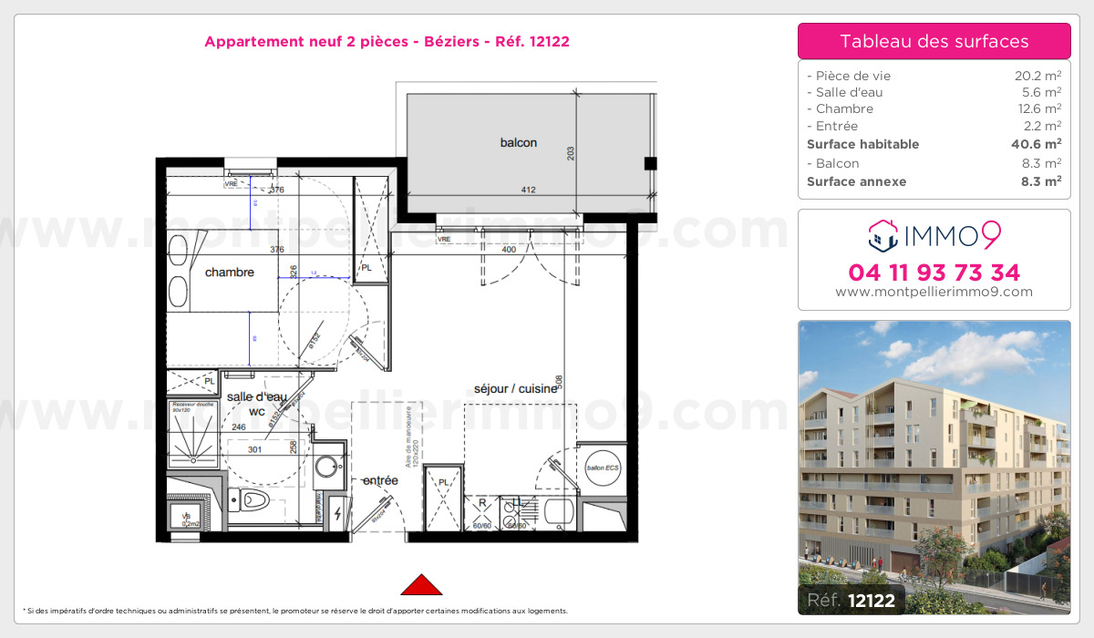 Plan et surfaces, Programme neuf Béziers Référence n° 12122