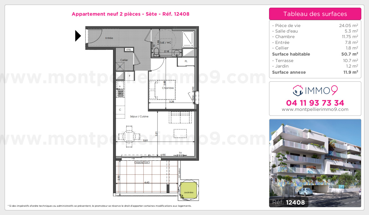 Plan et surfaces, Programme neuf Sète Référence n° 12408