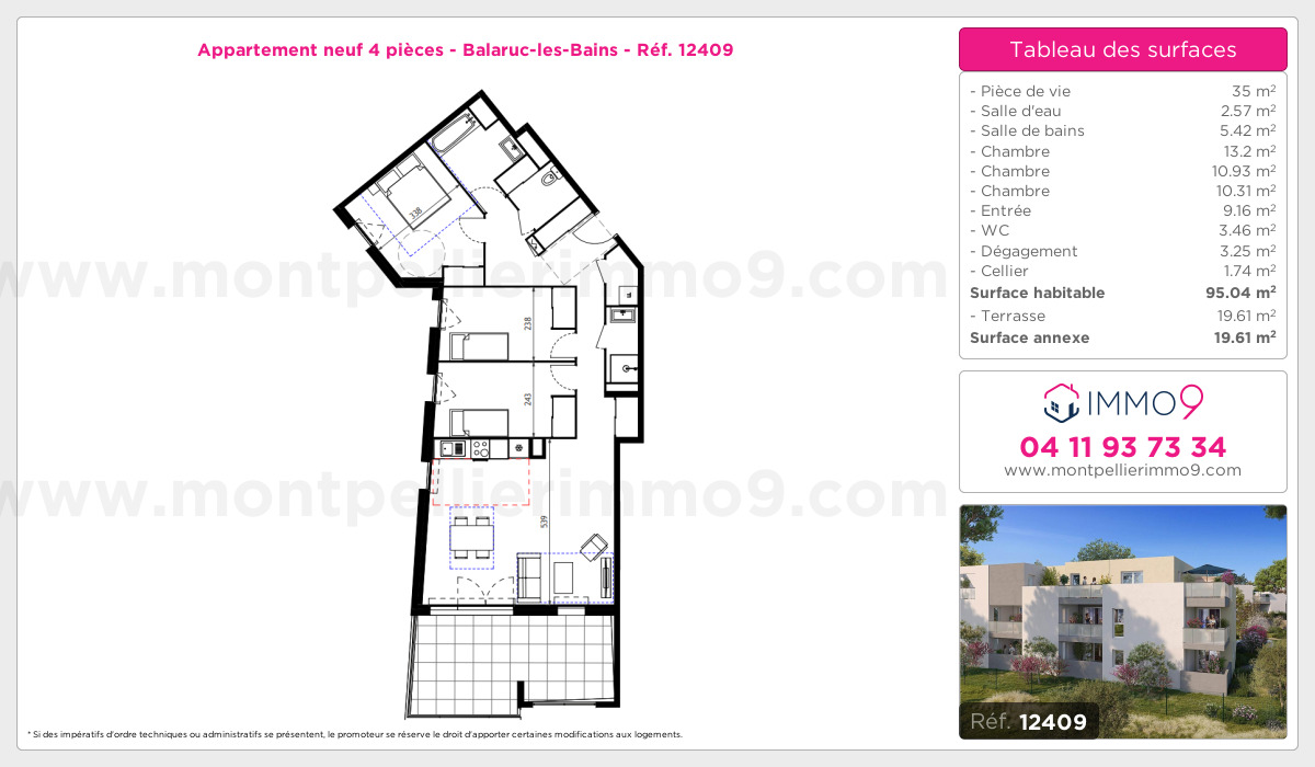 Plan et surfaces, Programme neuf Balaruc-les-Bains Référence n° 12409