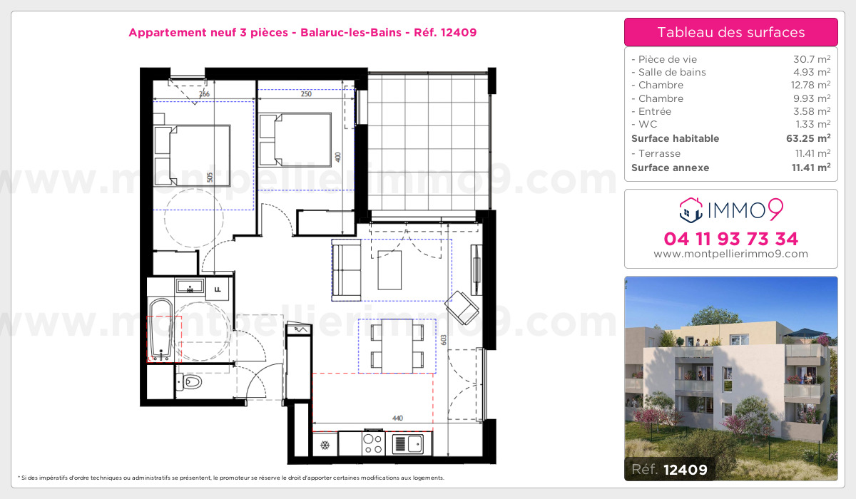 Plan et surfaces, Programme neuf Balaruc-les-Bains Référence n° 12409
